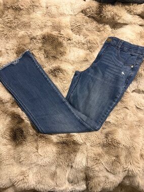 Democracy - Straight Leg Mid-Blue Jeans with Raw Hem - Size 8